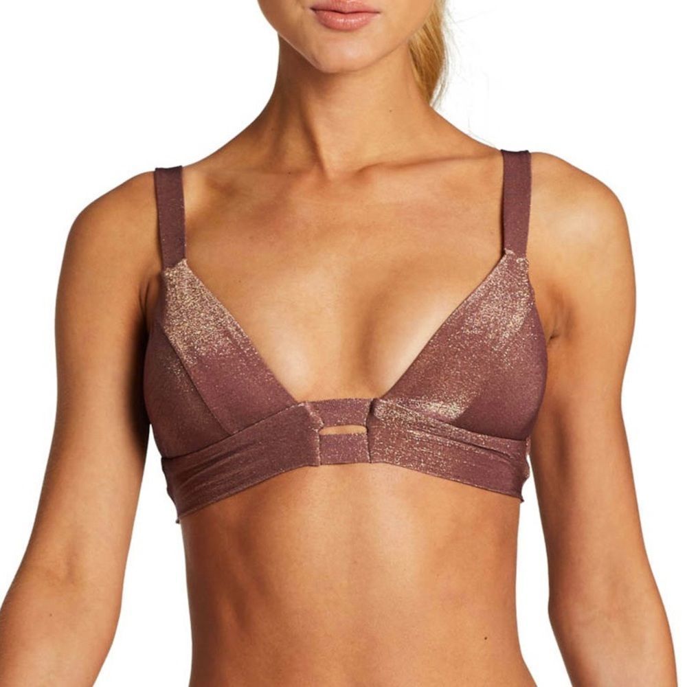Vitamin A Neutra Metallic Bralette Banded Triangle Bikini Top